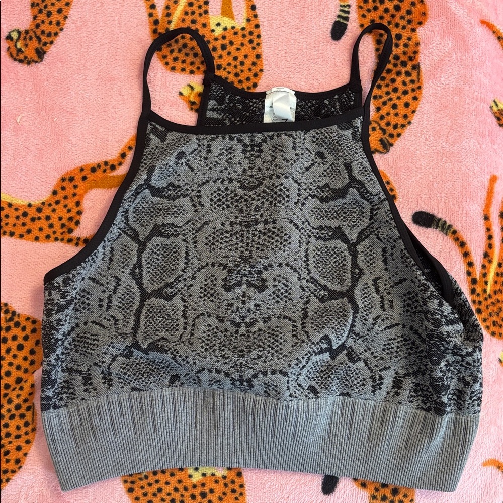 Nikibiki Black and Gray Snakeskin Patterned Sports Bra